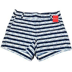 Spanx Sunshine Pull On Shorts Blue Painted Stripes UPF 50+ 4” Womens Medium